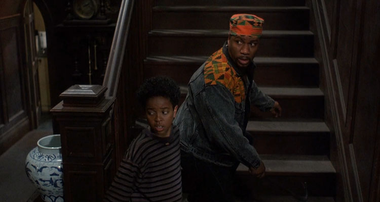 The People Under the Stairs 1991 Movie Scene Ving Rhames as Leroy and Brandon Adams as Fool sneaking through the house