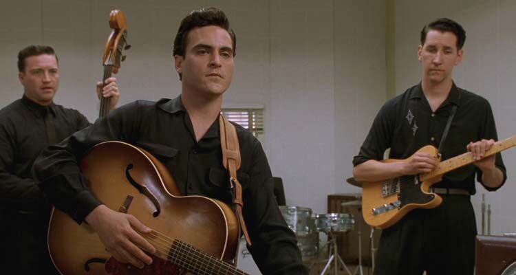Walk the Line 2005 Movie Scene Joaquin Phoenix as Johnny Cash performing with his first band