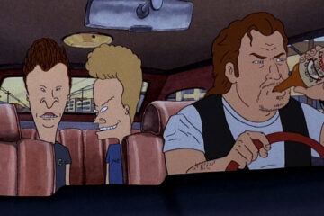 Beavis and Butt-Head Do America 1996 Movie Scene Bruce Willis as Muddy Grimes drinking and driving Beavis and Butt-Head
