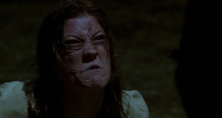 The Exorcism of Emily Rose 2005 Movie Scene Jennifer Carpenter as Emily Rose contorting in the barn while being possessed by demons