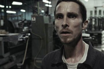 The Machinist 2004 Movie Scene Christian Bale as Trevor Reznik a skinny factory worker not sure if he's having a nightmare