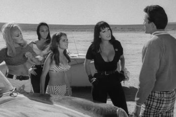 Faster Pussycat Kill Kill 1965 Movie Scene Tura Satana as Varla and the rest of the gang challenging a man to a drag race