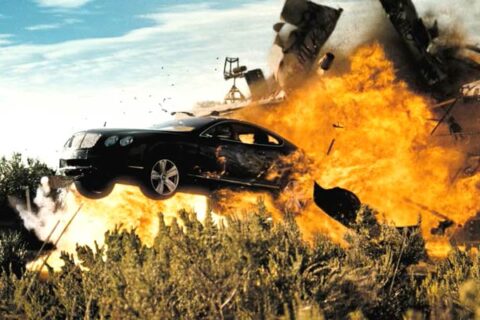 Doomsday 2008 Movie Scene Our protagonists driving a car, a 2008 Bentley Continental GT Speed going through the explosion