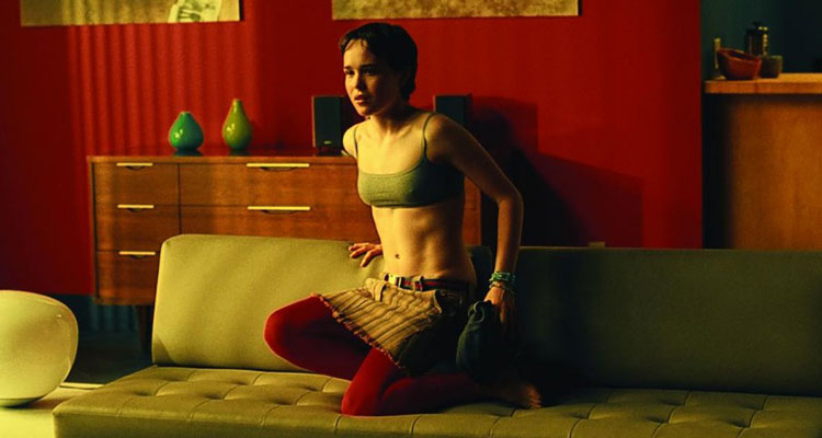 Hard Candy 2005 Movie Ellen Page in a skirt and small top posing for Patrick Wilson as he's taking photographs