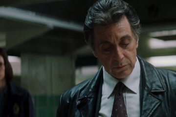 Insomnia 2002 Movie Scene Al Pacino as Will Dormer during the autopsy in a leather coat
