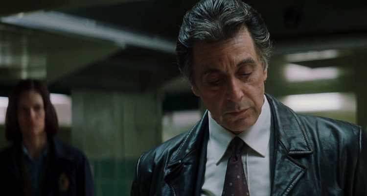 Insomnia 2002 Movie Scene Al Pacino as Will Dormer during the autopsy in a leather coat