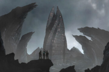 Dead Space Downfall 2008 Movie Scene Miners at Aegis VII looking at the Red Marker alien artifact