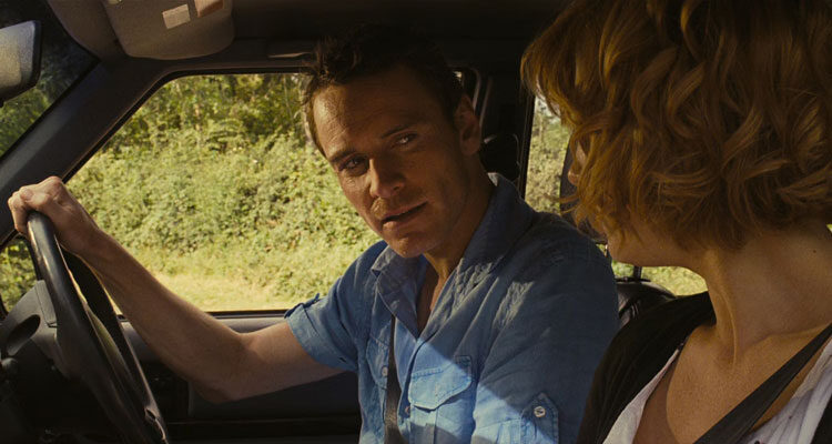 Eden Lake Movie 2008 Scene Kelly Reilly as Jenny and Michael Fassbender as Steve driving to the lake