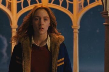 The Lovely Bones 2009 Movie Scene Saoirse Ronan as Susie Salmon in the in-between world standing in her gazebo