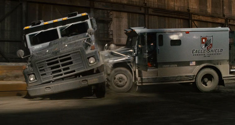 Armored 2009 Movie Scene Two armored trucks colliding