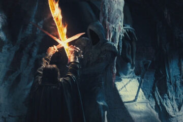 Solomon Kane 2009 Movie Scene James Purefoy as Solomon Kane battling a demon with a fire sword