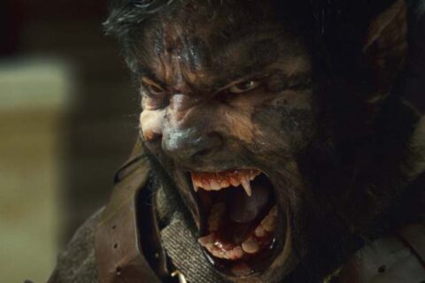 The Wolfman 2010 Movie Scene Benicio Del Toro as the werewolf snarling after the transformation sequence