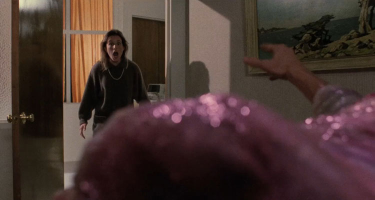 The Blob 1988 Movie Scene Shawnee Smith as Meg Penny screaming as she sees man being consumed by pink goo