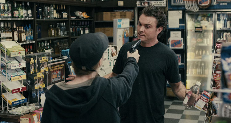 The Perfect Host 2010 Movie Scene Clayne Crawford as John Taylor getting robbed in a store