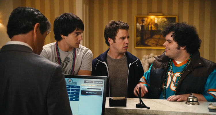 Mardi Gras Spring Break 2011 Movie Nicholas D'Agosto, Josh Gad and Bret Harrison checking in the hotel