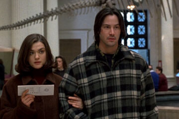 Chain Reaction 1996 Movie Scene Keanu Reeves and Rachel Weisz in the museum