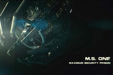 Lockout 2012 Movie Scene A wide shot of the maximum security prison M.S. One orbiting Earth as a space station