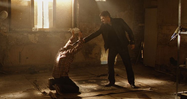 Cleanskin 2012 Movie Scene Sean Bean as Ewan holding a gun to terrorist's head