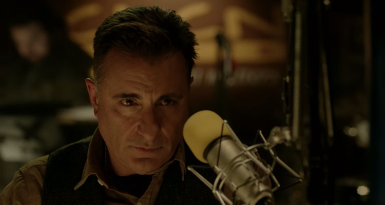 A Dark Truth 2012 Movie Andy Garcia as a radio host with a microphone