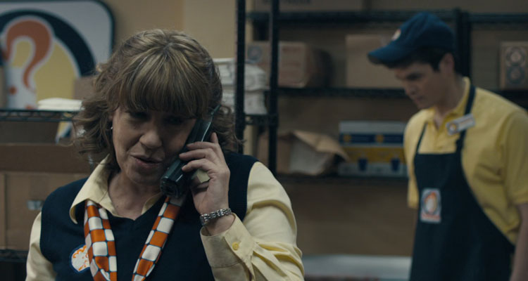 Compliance 2012 Movie Scene Ann Dowd as Sandra on the phone with a man who says he's a police officer