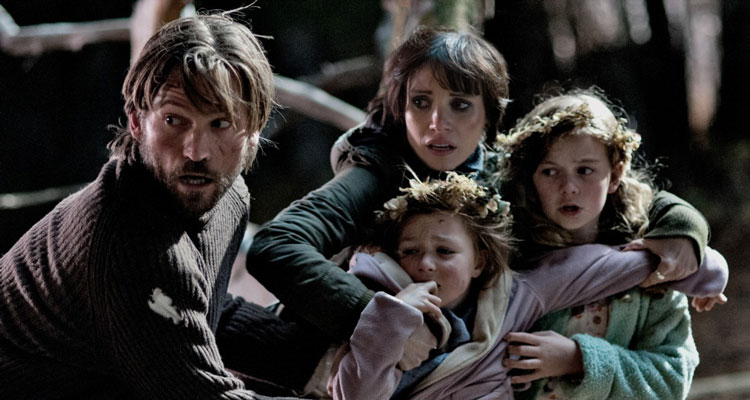 Mama [2013] Movie Jessica Chastain and Nikolaj Coster-Waldau protecting the children from the entity ending scene