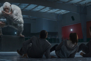 Goosebumps 2015 Movie Scene Giant Yeti or Bigfoot creature squatting in the ice rink