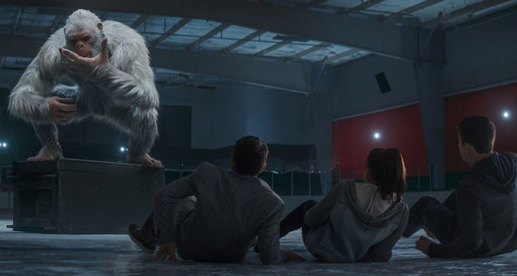 Goosebumps 2015 Movie Scene Giant Yeti or Bigfoot creature squatting in the ice rink
