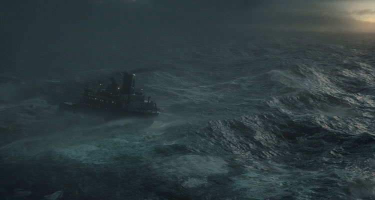 The Finest Hours 2016 Movie Scene SS Pendleton in the middle of the storm riding on huge waves