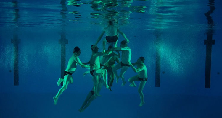 Le Grand Bain AKA Sink or Swim 2018 Movie Underwater shot of swimmers making a human pyramid