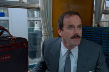Clockwise 1986 Movie John Cleese realizing he's in a wrong train