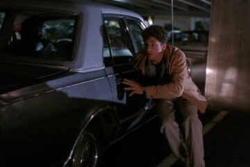 Run 1991 Movie Scene Patrick Dempsey as Charlie Farrow hiding in the parking lot