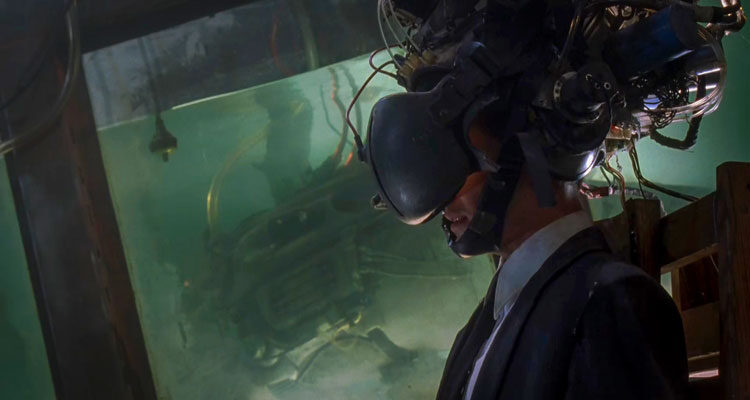 Johnny Mnemonic 1995 Movie Scene Keanu Reeves as Johnny Mnemonic in a virtual reality machine