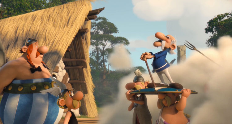 Asterix The Mansions of the Gods 2014 Movie Scene Asterix and Obelix breaking up a village fight