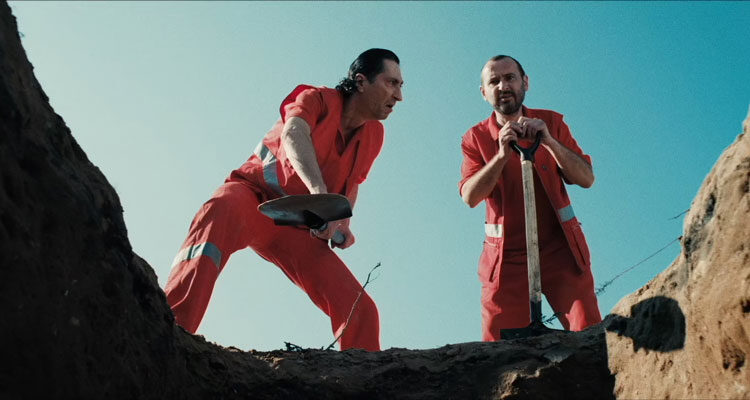 Redirected 2014 Movie Scene Two paramedics burying a guy