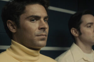 Extremely Wicked Shockingly Evil and Vile 2019 Movie Scene Zac Efron as Ted Bundy standing in a lineup