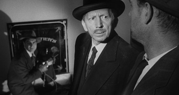 The Asphalt Jungle 1950 Movie Scene Sam Jaffe as Doc hearing alarms go off during the heist