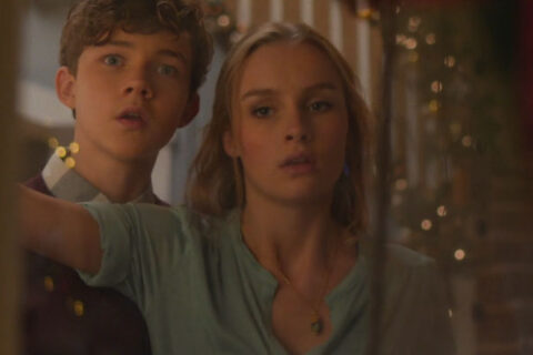 Better Watch Out Movie 2016 Scene Olivia DeJonge as Ashley and Levi Miller as Luke looking out of the window