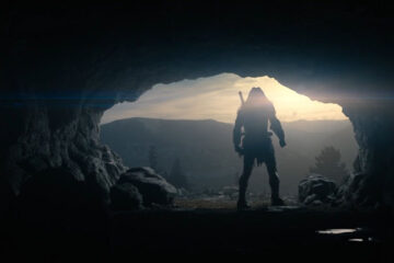 Prey Movie 2022 Scene Predator getting ready to leave his cave to hunt