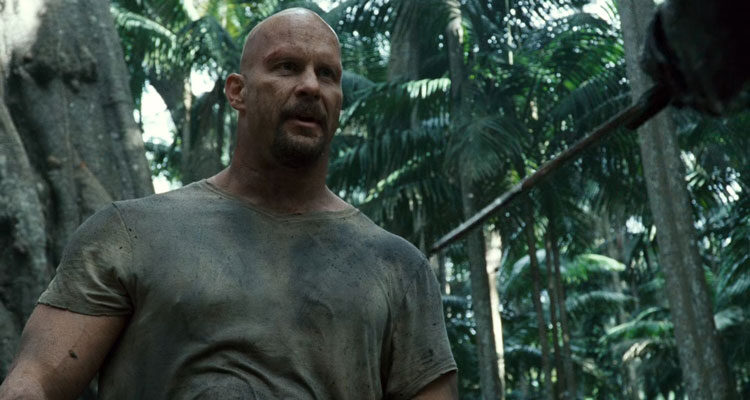 The Condemned 2007 Movie Scene Steve Austin as Conrad on a deserted island about to fight someone
