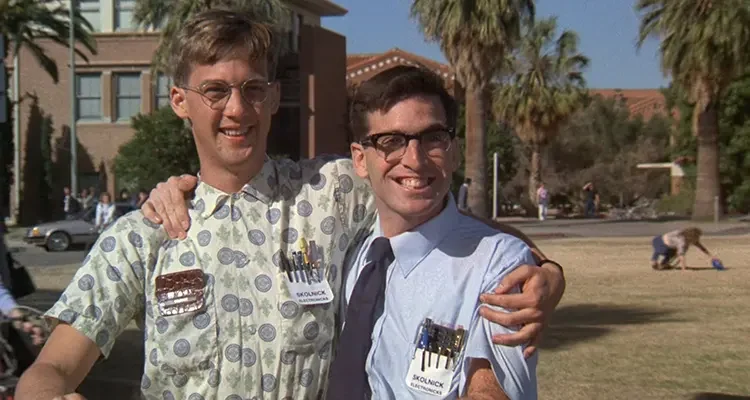 Revenge of the Nerds 1984 Movie Scene Robert Carradine as Lewis and Anthony Edwards as Gilbert on their first day of college life