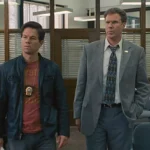 The Other Guys 2010 Movie Scene Will Ferrell as Allen Gamble and Mark Wahlberg as Terry Hoitz in the police station