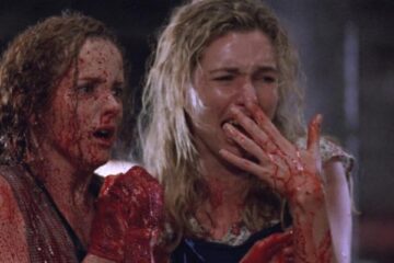 The Mangler 1995 Movie Scene Two bloody workers after a pressing machine crushed their coworker and friend to death