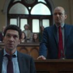 Bank Of Dave 2023 Movie Scene Joel Fry as Hugh and Rory Kinnear as Dave arguing in court