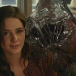 Odd Thomas 2013 Movie Scene Addison Timlin as Stormy with a bodach licking her face