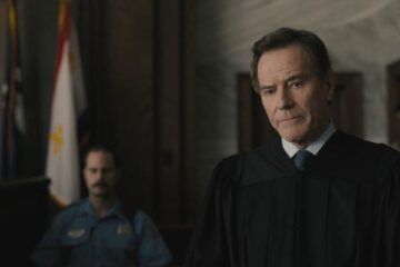 Your Honor TV Series Show Scene Bryan Cranston as Michael Desiato acting like a defense lawyer during the trial with a cop on the stand and him officially being a judge in the case