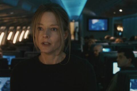 Flightplan 2005 Movie Scene Jodie Foster as Kyle Pratt searching for her daughter on a plane