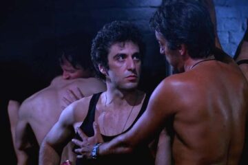 Cruising 1980 Movie Scene Al Pacino as Steve Burns flirting with a visitor of a gay leather club