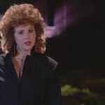 Savage Streets 1984 Movie Scene Linda Blair as Brenda holding a crossbow and exacting revenge