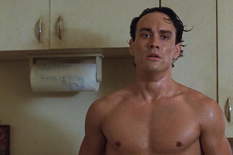 Rapid Fire 1992 Movie Scene Brandon Lee as Jake Lo shirtless in the kitchen