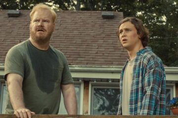 Being Frank AKA You Can Choose Your Family 2018 Movie Jim Gaffigan as Frank and Logan Miller as Philip seeing the two families meet